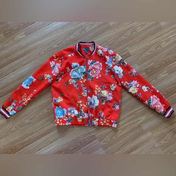 Jackets & Blazers - Red floral bomber jacket